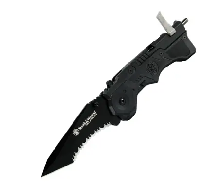 First Response Tanto Rescue Knife – Black Finish With Serrations 1