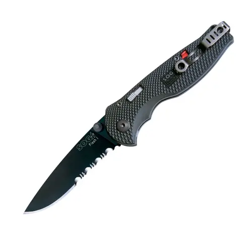 Flash I Combo-Edge Tactical Knife – Black Tini Coated Blade 1