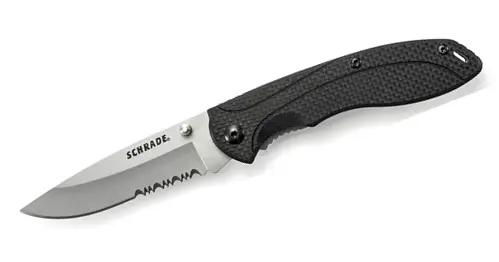 G10-Framed Folding Knife With 40% Serrated 9Cr14Mov Blade 1