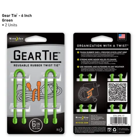 Gear Tie 6-Inch Twistable Organizer – 2-Pack Lime Green 1