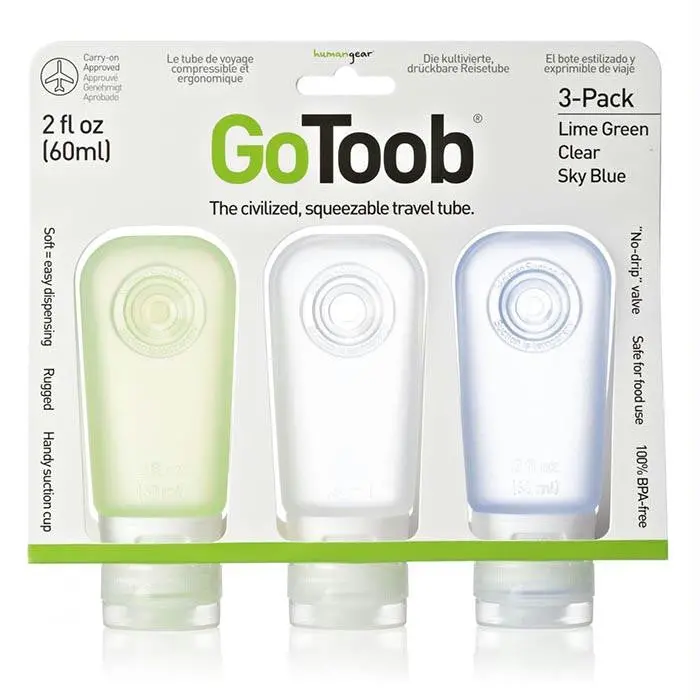 Gotoob Travel Bottle Set – 2 Oz × 3 (Clear, Blue, Green) 1