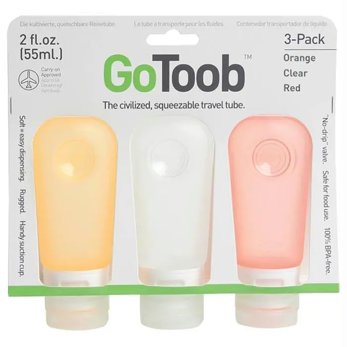 Gotoob Travel Bottle Set – 2 Oz × 3 (Clear, Orange, Red) 1