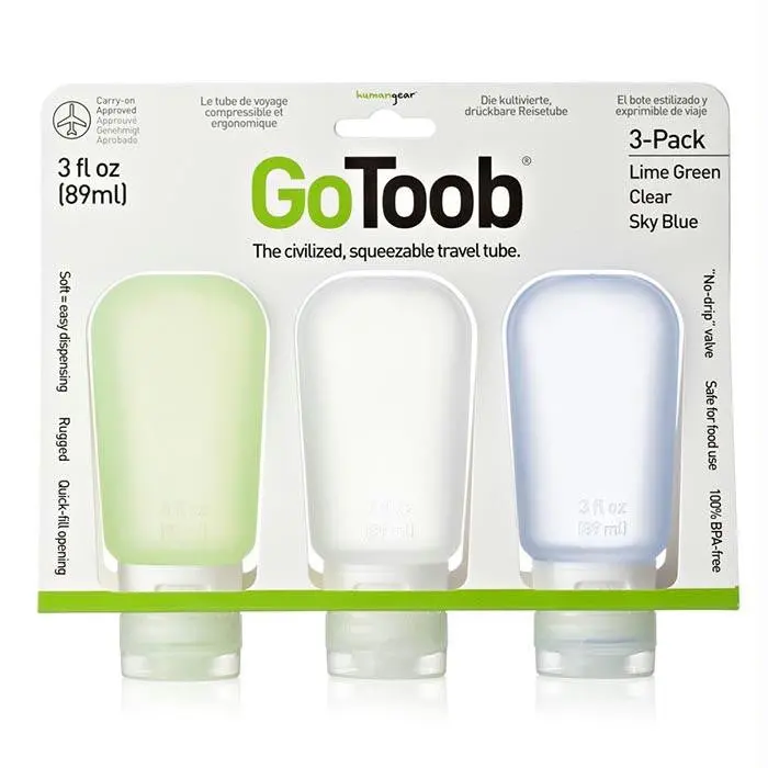 Gotoob Travel Bottle Set – 3 Oz × 3 (Clear, Blue, Green) 1