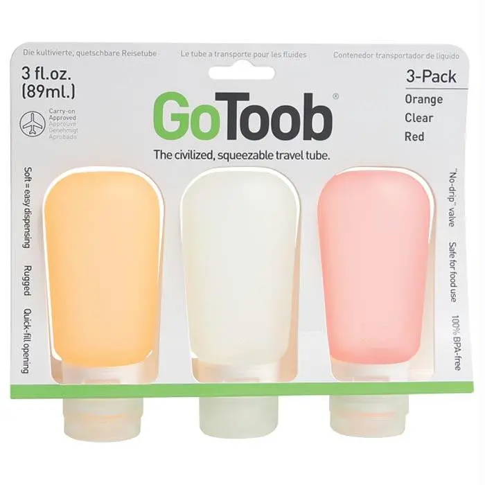 Gotoob Travel Bottle Set – 3 Oz × 3 (Clear, Orange, Red) 1
