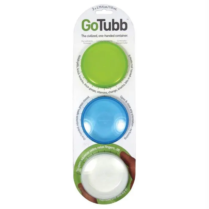 Gotubb Medium Storage Containers – 3-Pack (Clear, Blue, Green) 1