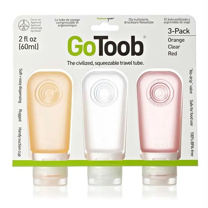 Gotubb Medium Travel Bottle Set – Clear, Orange, Red (3-Pack) 1