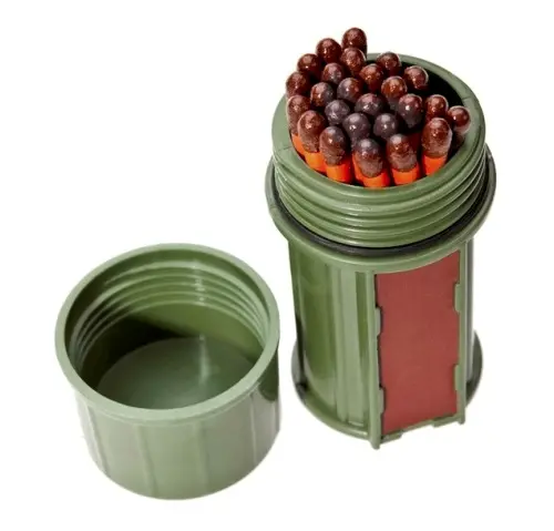 Green Waterproof Match Container With 25 Matches 1