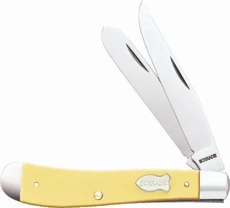 Gunstock Trapper – 3.875", Two-Blade, Yellow Delrin Handle 1