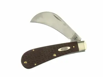 Hawkbill Pruning Knife With Jigged Brown Handle 1
