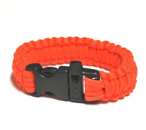 High-Visibility Orange Paracord Survival Bracelet With Whistle 1