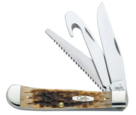 Hunter Trapper Pocket Knife With Amber Bone Handles 1