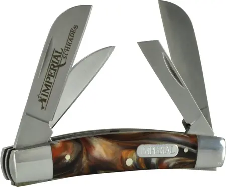 Imperial Schrade Red Swirl Congress Pocket Knife – Classic Patterned Handle 1