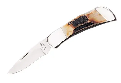India Stag Bone Midsize Lockback Folding Knife 1