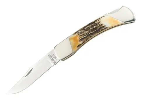 India Stag Pro Lockback Knife With Genuine Leather Sheath 1