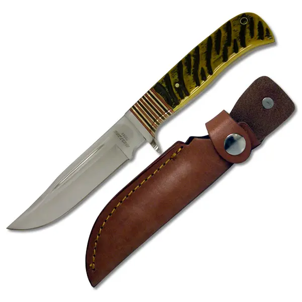 Jupiter 9-Inch Bone-Handle Fixed Knife With Genuine Leather Sheath 1