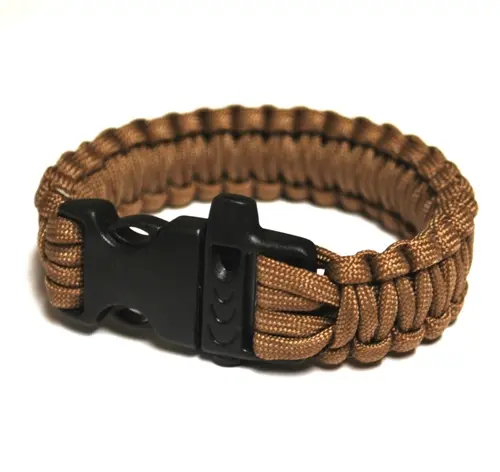 Khaki Survival Bracelet With Integrated Whistle 1