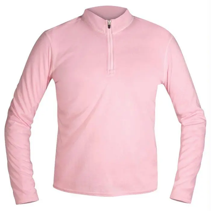Kids’ Bi-Ply Zip-T Neck Top – Pink, Extra-Small 1
