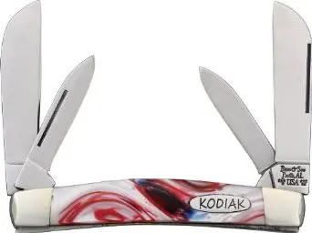 Kodiak 3-1/2" Red White Blue Mica Pocket Knife 1