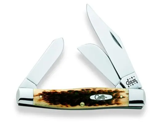 Large Stockman Pocket Knife With Amber Bone Handle 1