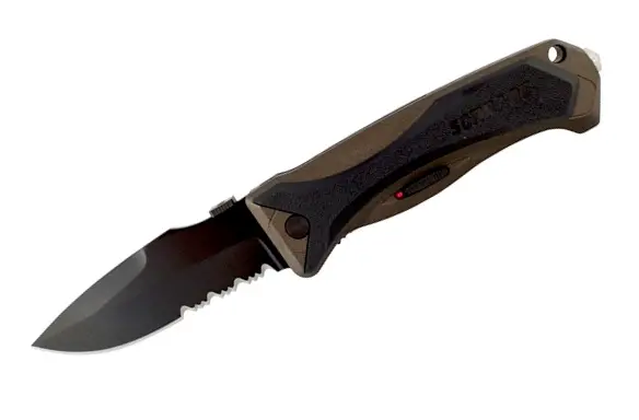 M.A.G.I.C. Assisted-Opening Knife – 40% Serrated Black Blade 1