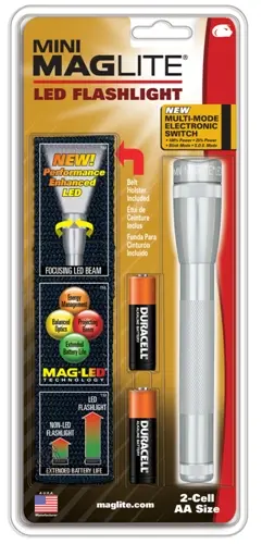 Maglite 2-Aa Led Flashlight – Silver Body With Nylon Sheath 1