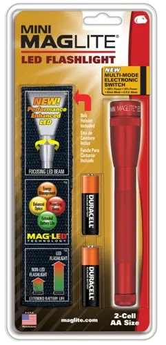 Maglite 2-Cell Aa Red Led Flashlight With Nylon Carry Sheath 1