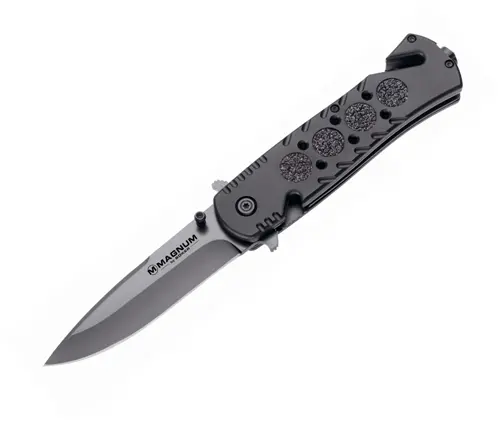 Magnum Rescue Folding Knife – Black Finish Emergency Tool 1