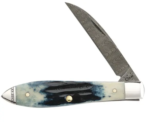 Mediterranean Blue Damascus Steel Teardrop Knife 1