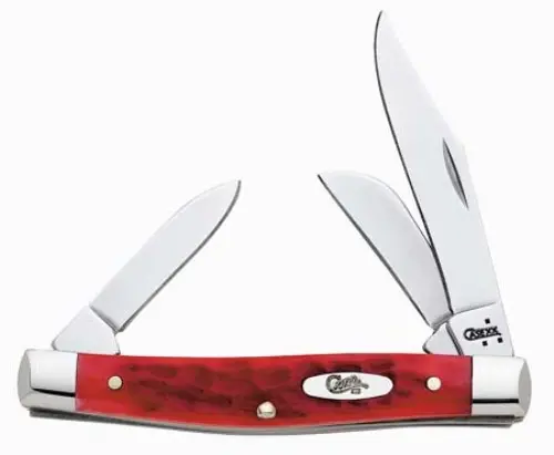 Medium Stockman Pocket Knife With Red Celluloid Bone Handles 1