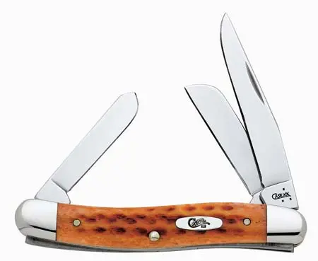 Medium Stockman Pocket Knife – Worn Harvest Orange Bone Handle 1