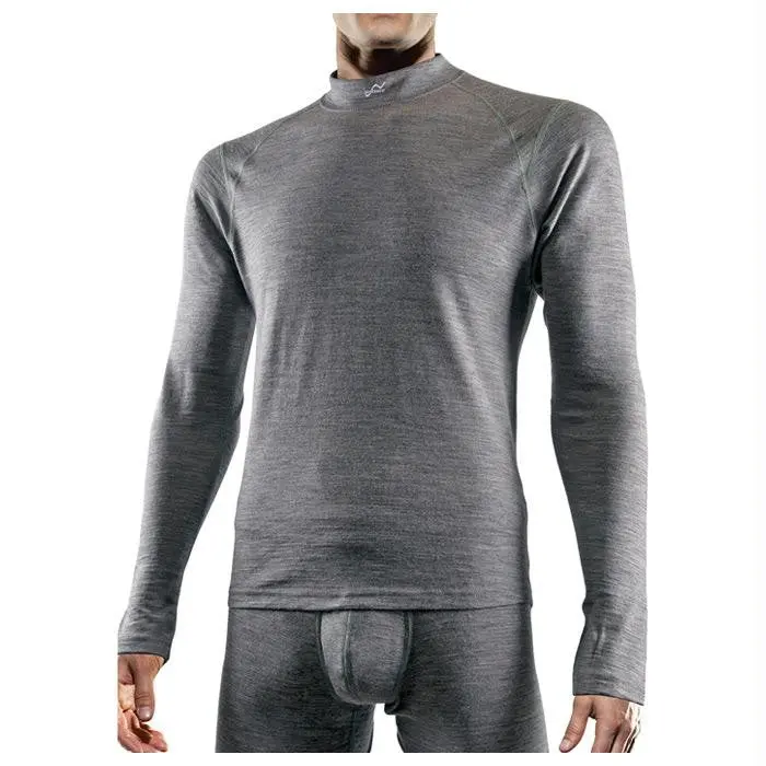 Men’S Merino Wool Long-Sleeve Top – Light Gray, Large 1