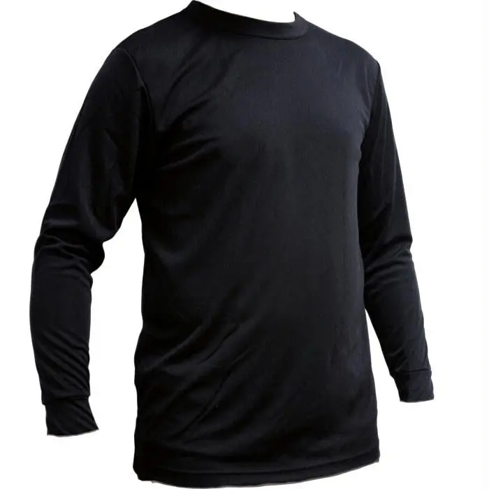 Men’S Silkyester Black Crew Neck Top – Large 1