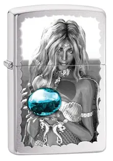 Mermaid And Orb Motif Brushed Chrome Zippo 1