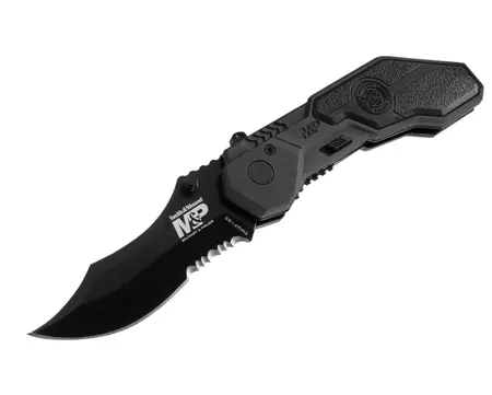 Military-Style Police Scoop Backdrop Knife – Black Serrated Edge 1