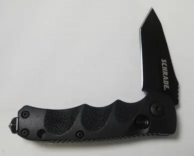 Mini Black Tanto Knife With 4116 Steel And Push-Button Lock 1