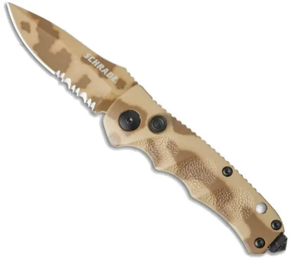 Mini Push-Button Lock Folding Knife – Part Handle Variant 1