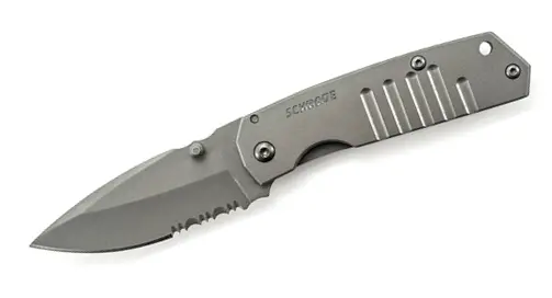 Mini Titanium-Coated Frame Lock Knife With 40% Serrated Edge 1