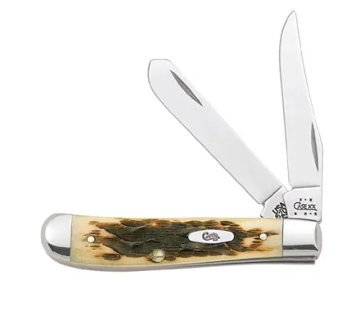 Mini Trapper Pocket Knife With Amber Bone Scales 1