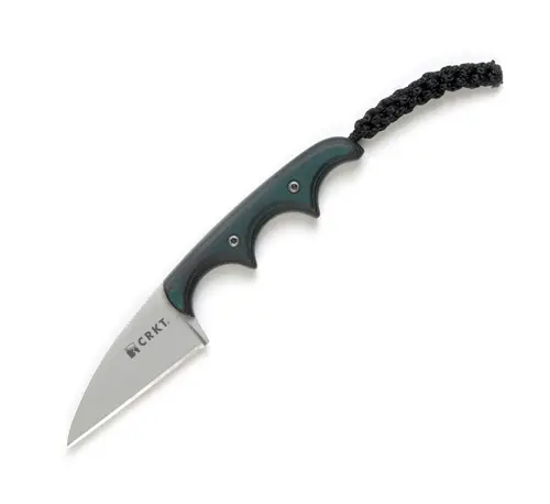 Minimalist Neck Knife With Green-And-Black Micarta Handle 1