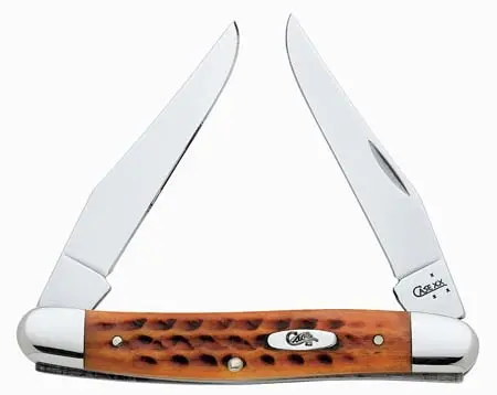 Muskrat Pattern Pocket Knife – Worn Harvest Orange Bone Handle 1