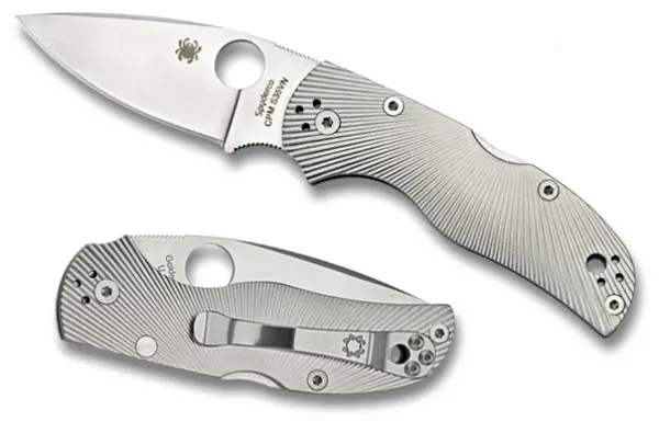 Native 5 Titanium Folder – Fluted Handle, Plain Edge 1