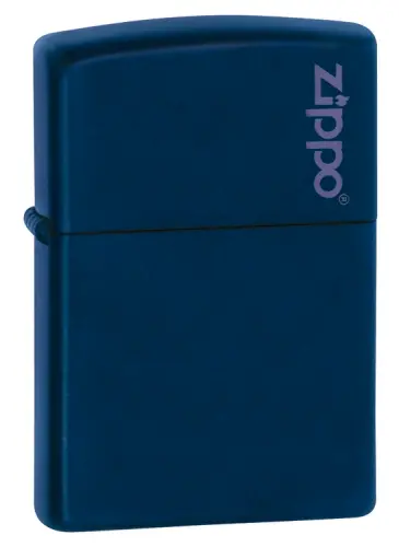 Navy Matte Finish Zippo Lighter Featuring Embossed Logo 1
