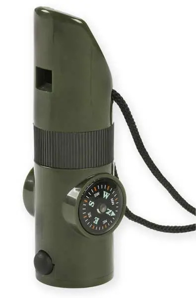Ndur 7-In-1 Survival Whistle – Olive Green Compact Design 1