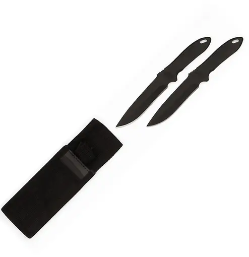Night Thrower Throwing Knife Set – Two 8-Inch Blades With Black W-Sheath 1
