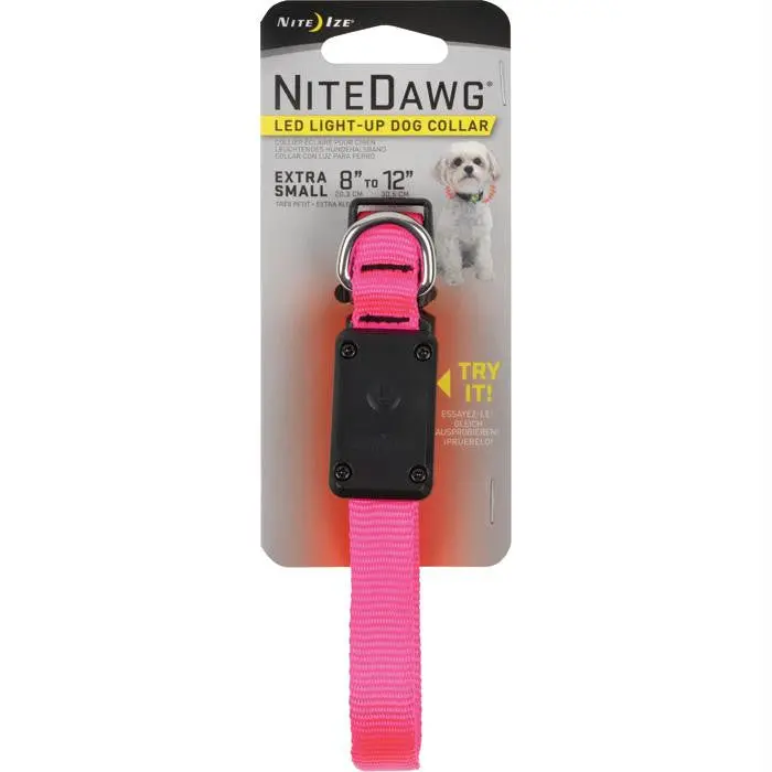 Nite Dawg Reflective Dog Collar – Xs, Neon Pink 1