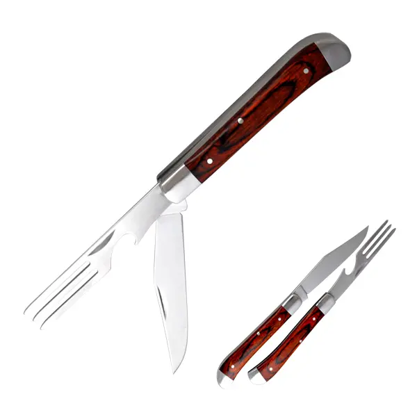 Nobility Camper 7" Rosewood Fork And Knife Set 1