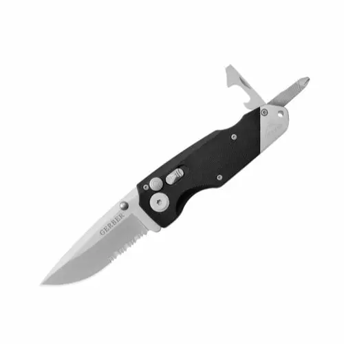 Obsidian Serrated Folding Knife In Clamshell Packaging 1