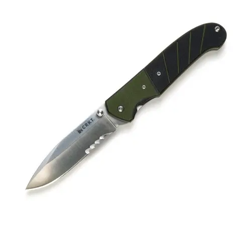 Outburst Ignitor Tactical Knife – Black Handle With Green Combo-Edge Blade 1