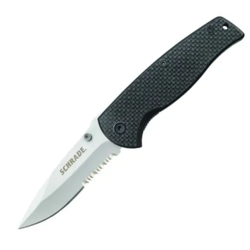 Partially Serrated Drop-Point Knife With Carbon Steel Blade 1