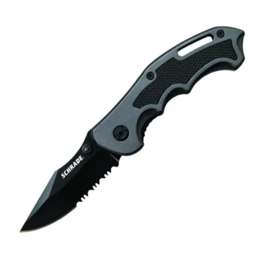 Partially Serrated Gray Clip Point Utility Blade 1